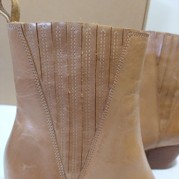 Matisse Tan Elevation Leather Stacked Heel Booties - Picture 2 of 14